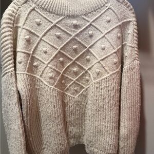 Calvin Klein Cream Cable & Bobble Knit Crew Sweater